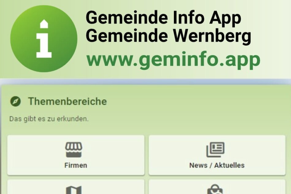 So wird die App der Gemeinde Wernberg aussehen.